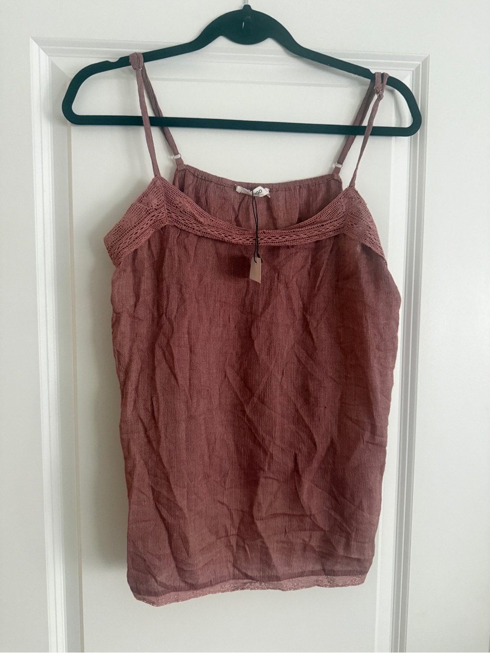 Mango Women's Mauve Crochet-Trim Camisole Top M